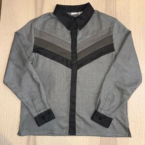 Vintage 1970s greyscale chevron shirt